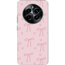 TechTree Realme 12 Pro - Pro Plus Uyumlu Pembe Kalpli Fiyonklar Baskılı Silikon Kılıf