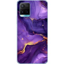 TechTree Vivo Y21S/Y33S/Y32 Uyumlu Ametist Taşı Mor Mermer Baskılı Silikon Kılıf