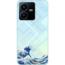 TechTree Vivo Y22S - Y35 Uyumlu Kanagawa Oki Nami Ura Dalgası Tasarımlı Baskılı Silikon Kılıf