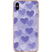 TechTree iPhone Xs Max Uyumlu Mor Kalpler Tasarımlı Baskılı Silikon Kılıf