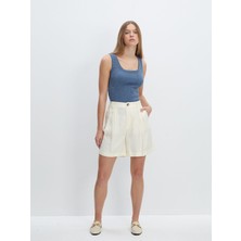 Lc Waikiki Yeni Sezon Rahat Kalıp Düz Keten Görünümlü Kadın Şort