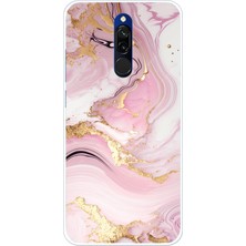 TechTree Redmi 8 Uyumlu Pembe Mermer Baskılı Silikon Kılıf