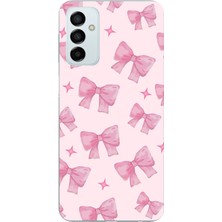 TechTree Samsung Galaxy M14 Uyumlu Pembe Fiyonklar Baskılı Silikon Kılıf