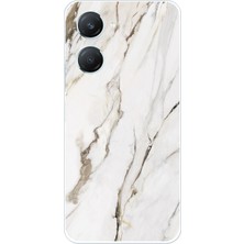 TechTree Vivo Y18 Uyumlu Beyaz Mermer Baskılı Silikon Kılıf