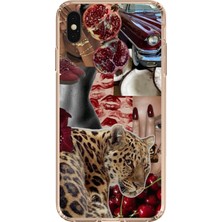 TechTree iPhone Xs Max Uyumlu Leopar Kırmızı Vibes Baskılı Silikon Kılıf