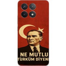 TechTree Poco F6 Pro Uyumlu Ne Mutlu Türkiye Bayrak Atatürk Baskılı Silikon Kılıf
