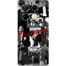 TechTree Infinix Note 40 Pro Uyumlu Kırmızı Mustafa Kemal Atatürk Imza Baskılı Silikon Kılıf
