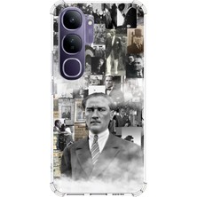 TechTree Vivo V40 Lite Uyumlu Mustafa Kemal Atatürk Kolaj Baskılı Silikon Kılıf