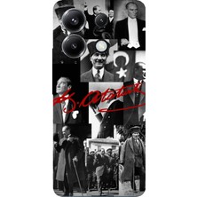 TechTree Poco X6 Pro Uyumlu Kırmızı Mustafa Kemal Atatürk Imza Baskılı Silikon Kılıf