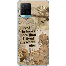 TechTree Vivo Y21S/Y33S/Y32 Uyumlu Kitap Okuyan Kadın Retro Baskılı Silikon Kılıf