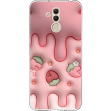 TechTree Huawei Mate 20 Lite Uyumlu Çilekli Pasta Baskılı Silikon Kılıf