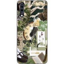 TechTree Samsung Galaxy A70 Uyumlu Yeşil Estetik Pano Kolaj Baskılı Silikon Kılıf