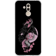 TechTree Huawei Mate 20 Lite Uyumlu Pembe Siyah Yılan Baskılı Silikon Kılıf