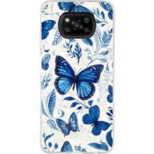 TechTree Poco X3 - X3 Pro Uyumlu Mavi Kelebekler Baskılı Silikon Kılıf