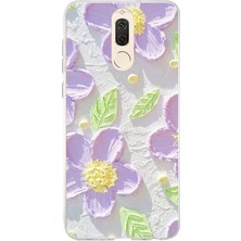 TechTree Huawei Mate 10 Lite Uyumlu Mor Papatyalar Sulu Boya Baskılı Silikon Kılıf