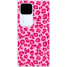 TechTree Vivo V30 Uyumlu Pembe Leopar Tasarımlı Baskılı Silikon Kılıf