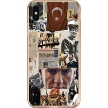 TechTree iPhone Xs Max Uyumlu Atatürk Cumhuriyet Kolaj Baskılı Silikon Kılıf