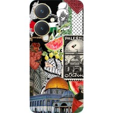 TechTree Vivo Y27 Uyumlu Filistin Özgürlük Kolajı Baskılı Silikon Kılıf