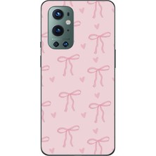 TechTree Oneplus 9 Pro Uyumlu Pembe Kalpli Fiyonklar Baskılı Silikon Kılıf