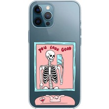 TechTree iPhone 12 Pro Max Uyumlu You Look Good Iskelet Tasarımlı Baskılı Silikon Kılıf