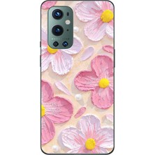 TechTree Oneplus 9 Pro Uyumlu Pembe Beyaz Çiçekler Sulu Boya Baskılı Silikon Kılıf