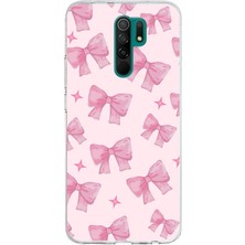 TechTree Redmi 9 Uyumlu Pembe Fiyonklar Baskılı Silikon Kılıf