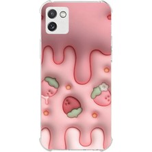 TechTree Samsung Galaxy A03 Uyumlu Çilekli Pasta Baskılı Silikon Kılıf