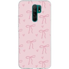 TechTree Redmi 9 Uyumlu Pembe Kalpli Fiyonklar Baskılı Silikon Kılıf