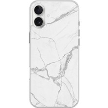 TechTree iPhone 16 Plus Uyumlu Gri Mermer Baskılı Silikon Kılıf