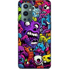 TechTree Oneplus 9 Pro Uyumlu Psikodeli Renkli Canavarlar Baskılı Silikon Kılıf