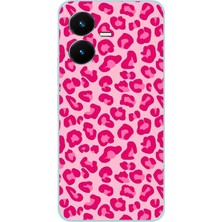 TechTree Vivo Y22S - Y35 Uyumlu Pembe Leopar Tasarımlı Baskılı Silikon Kılıf