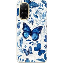 TechTree Redmi A5 Uyumlu Mavi Kelebekler Baskılı Silikon Kılıf