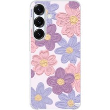 TechTree Samsung Galaxy S25 Plus Uyumlu Renkli Papatyalar Sulu Boya Baskılı Silikon Kılıf