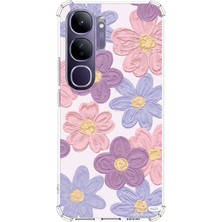 TechTree Vivo V40 Lite Uyumlu Renkli Papatyalar Sulu Boya Baskılı Silikon Kılıf