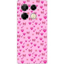 TechTree Infinix Note 40 Pro Uyumlu Pembe Minik Kalpler Baskılı Silikon Kılıf