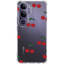 TechTree Vivo V40 Lite Uyumlu Kirazlar Tasarımlı Baskılı Silikon Kılıf