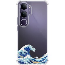 TechTree Vivo V40 Lite Uyumlu Kanagawa Oki Nami Ura Dalgası Tasarımlı Baskılı Silikon Kılıf