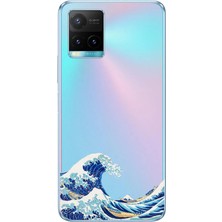 TechTree Vivo Y21S/Y33S/Y32 Uyumlu Kanagawa Oki Nami Ura Dalgası Tasarımlı Baskılı Silikon Kılıf