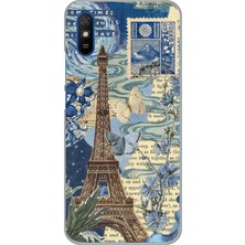 TechTree Redmi 9A Uyumlu Paris ve Eyfel Kulesi Baskılı Silikon Kılıf