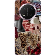TechTree Honor Magic 7 Lite Uyumlu Leopar Kırmızı Vibes Baskılı Silikon Kılıf