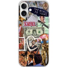 TechTree iPhone 16 Plus Uyumlu Scarface Kolaj Tasarımlı Baskılı Silikon Kılıf