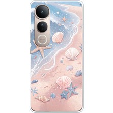 TechTree Vivo V50 Lite Uyumlu Sahil Deniz Kabuğu Baskılı Silikon Kılıf
