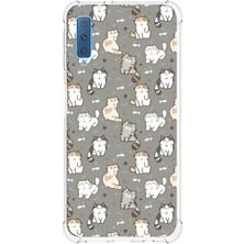 TechTree Samsung Galaxy A7 2018 Uyumlu Minik Sevimli Kediler Baskılı Silikon Kılıf