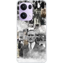 TechTree Oppo Reno 13 Pro Uyumlu Mustafa Kemal Atatürk Kolaj Baskılı Silikon Kılıf
