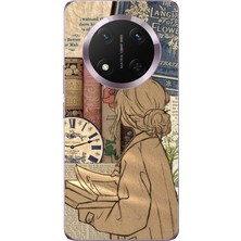 TechTree Honor Magic 7 Lite Uyumlu Retro Gazete Kadın Tasarımlı Baskılı Silikon Kılıf