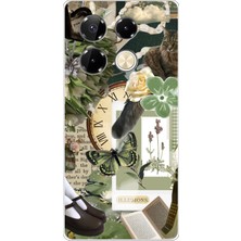 TechTree Infinix Note 40 Pro Uyumlu Yeşil Estetik Pano Kolaj Baskılı Silikon Kılıf