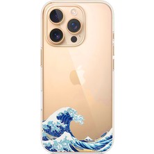 TechTree iPhone 16 Pro Uyumlu Kanagawa Oki Nami Ura Dalgası Tasarımlı Baskılı Silikon Kılıf