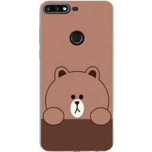 TechTree Huawei Y7 2018 - Honor 7c Uyumlu Kahverengi Ayı Tasarımlı Baskılı Silikon Kılıf