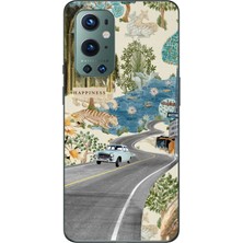 TechTree Oneplus 9 Pro Uyumlu Yeşil Sanatsal Yol Çiçekler Baskılı Silikon Kılıf