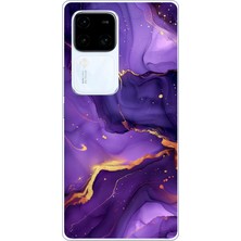 TechTree Vivo V30 Uyumlu Ametist Taşı Mor Mermer Baskılı Silikon Kılıf